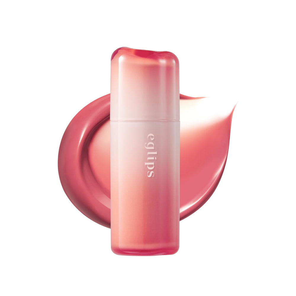 EGLIPS Dew Glaze Tint Rosy Poem application on lips for precise glossy color