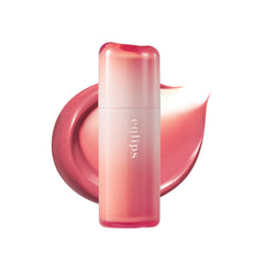 EGLIPS Dew Glaze Tint Rosy Poem application on lips for precise glossy color