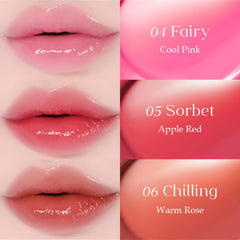 EGLIPS Dew Glaze Tint Rosy Poem close-up highlights translucent color and gloss