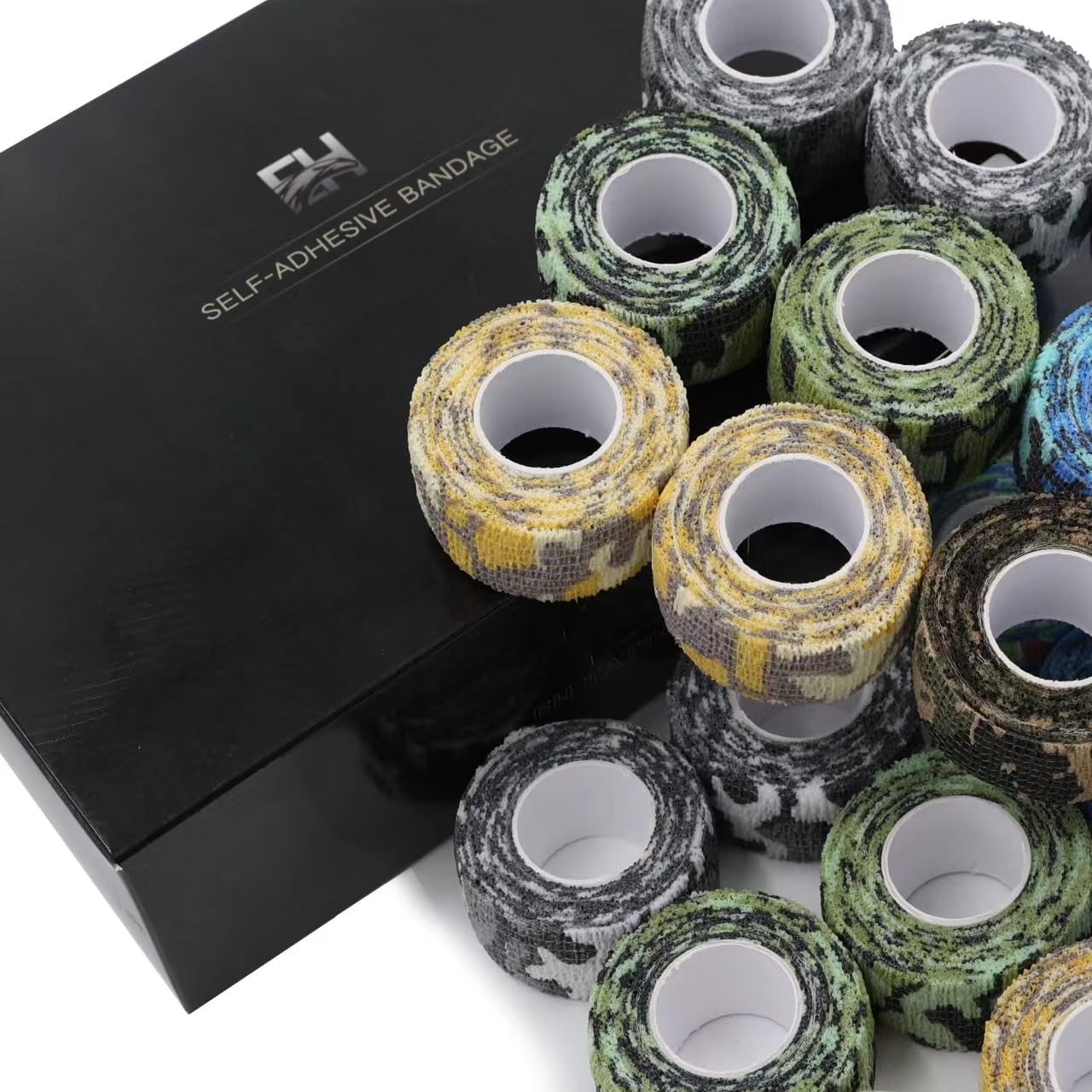 EH Tattoo 24Pcs bandages color rolls for versatile first aid and tattoo grip wraps.