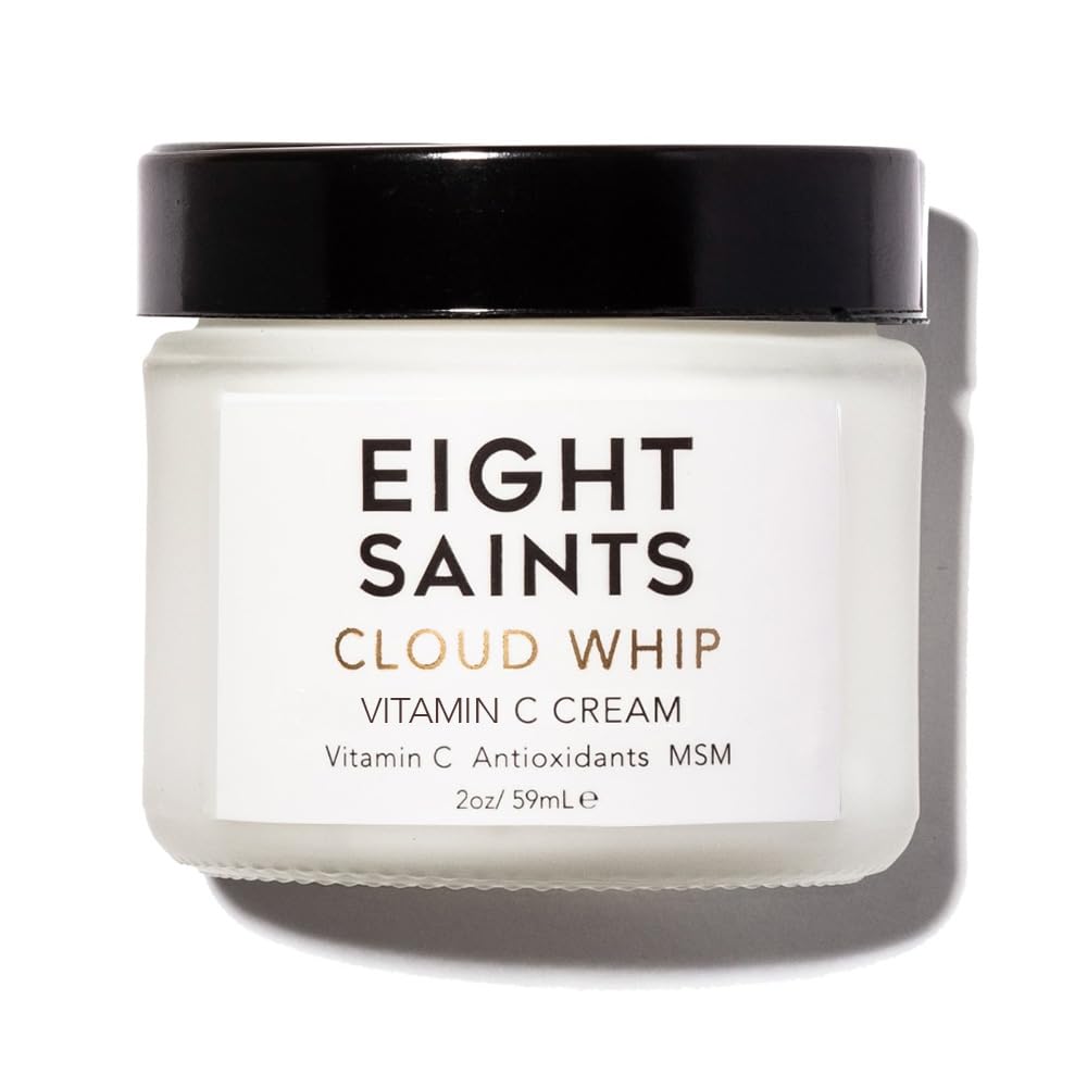 Eight Saints Cloud Whip bottle with pump showing luxurious vitamin C moisturizer for daily hydration.