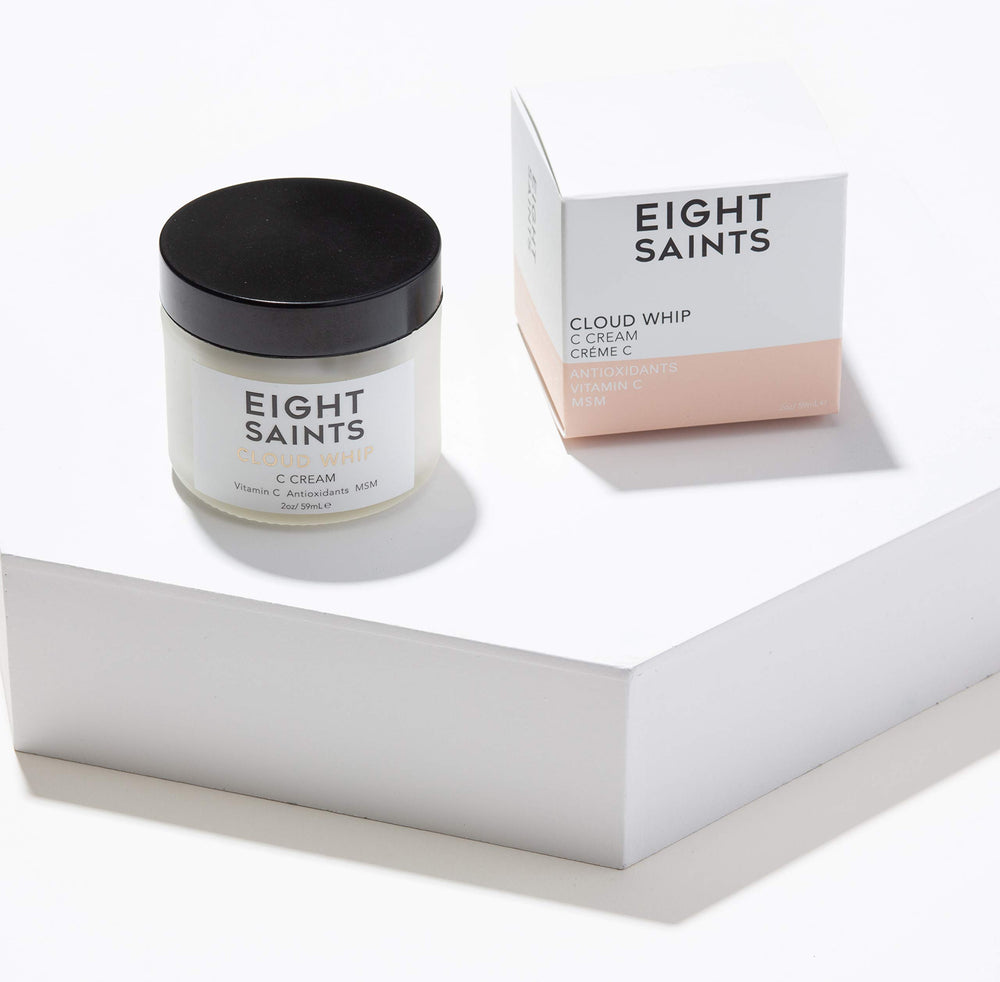 Eight Saints Cloud Whip cream closeup highlighting creamy texture and quick absorption for hydration.