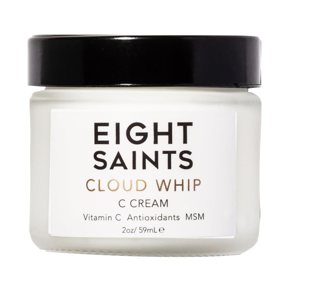 Eight Saints Cloud Whip jar close-up shows unscented, hydrating formula for daily use.