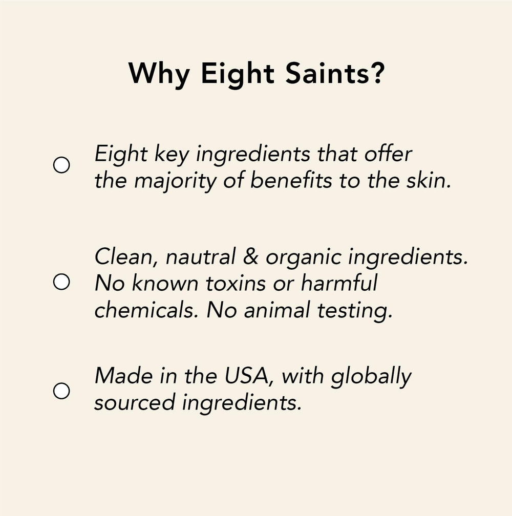 Cruelty-free packaging of Eight Saints serum