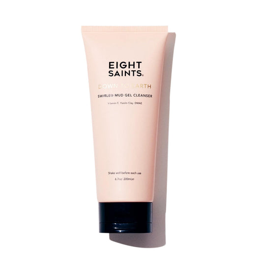 Eight Saints Down To Earth Mud Gel Face Wash bottle showing natural clays for daily cleansing