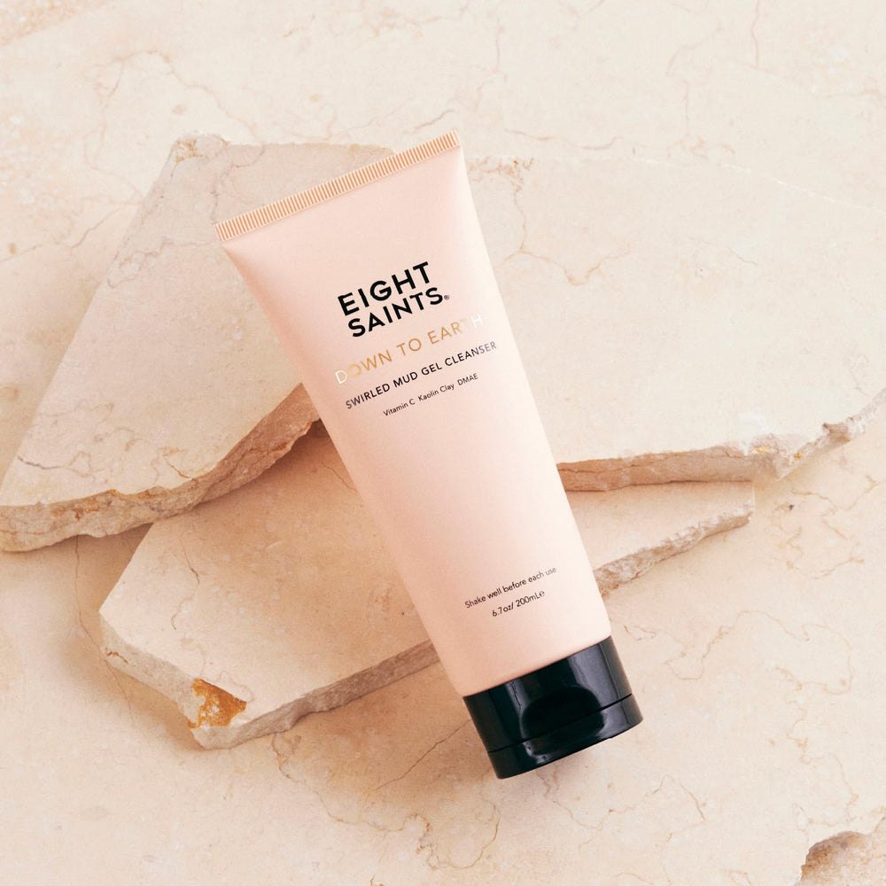 Eight Saints Down To Earth Mud Gel Face Wash texture reveals creamy clay blend for balanced oil