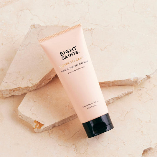 Eight Saints Down To Earth Mud Gel Face Wash texture reveals creamy clay blend for balanced oil
