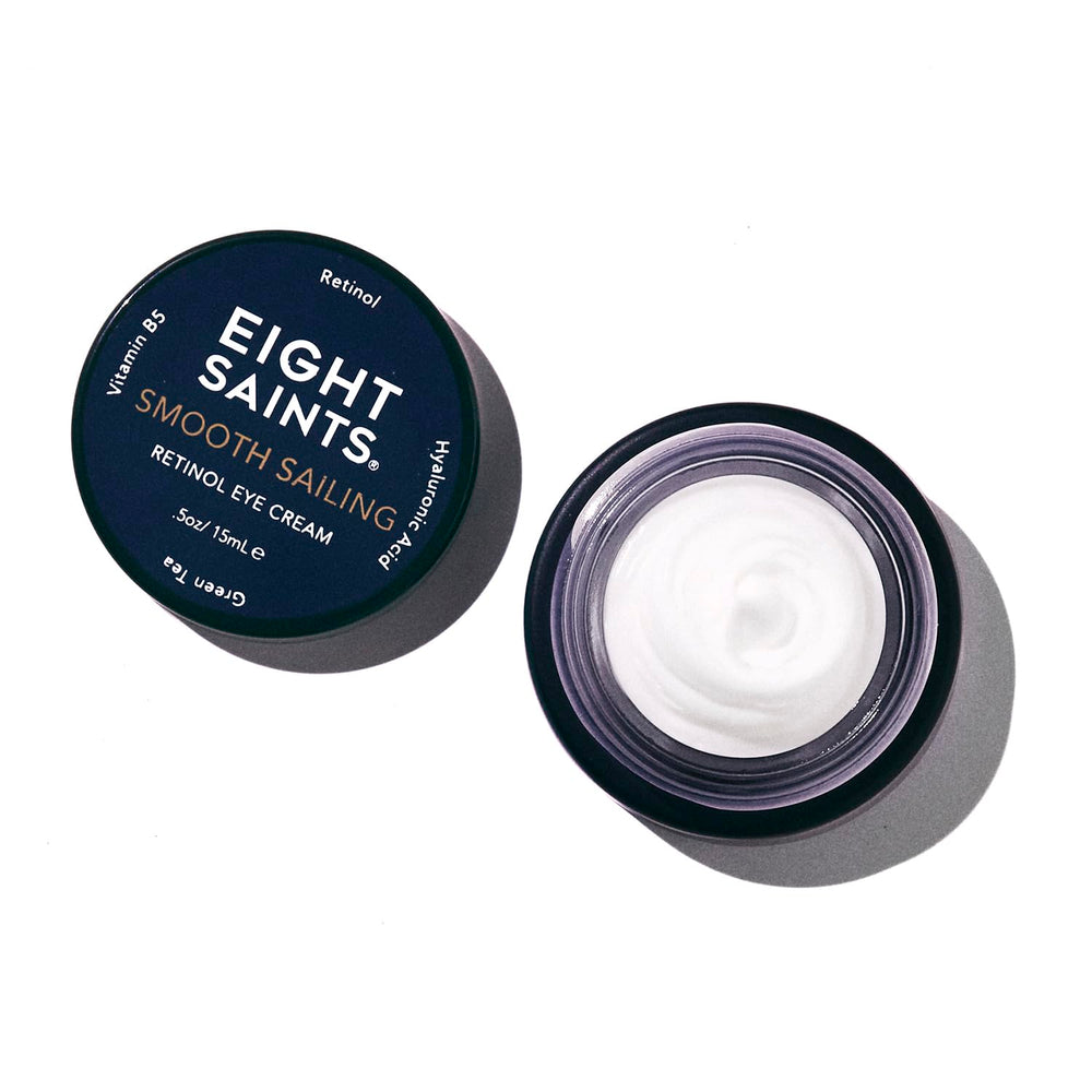 Eight Saints retinol eye cream bottle, ideal for daily smoothing around eyes.