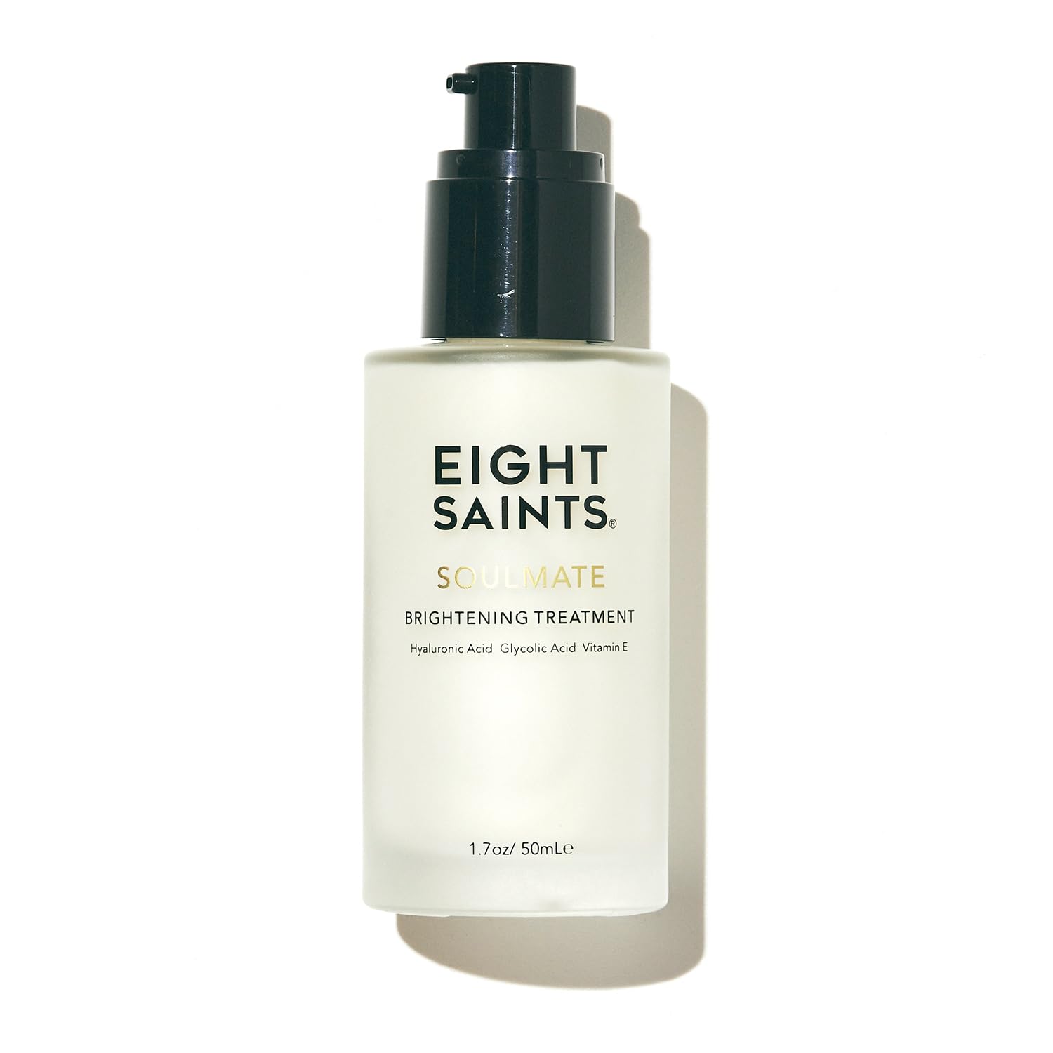 Eight Saints Soulmate Lotion bottle highlighting glycolic formula for hydration and brightening