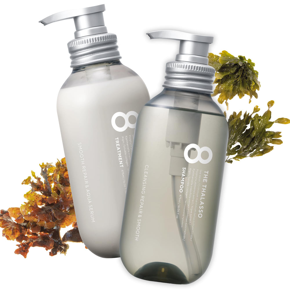 Eight the Thalasso detangling shampoo bottle for daily use, promoting smoother hair.