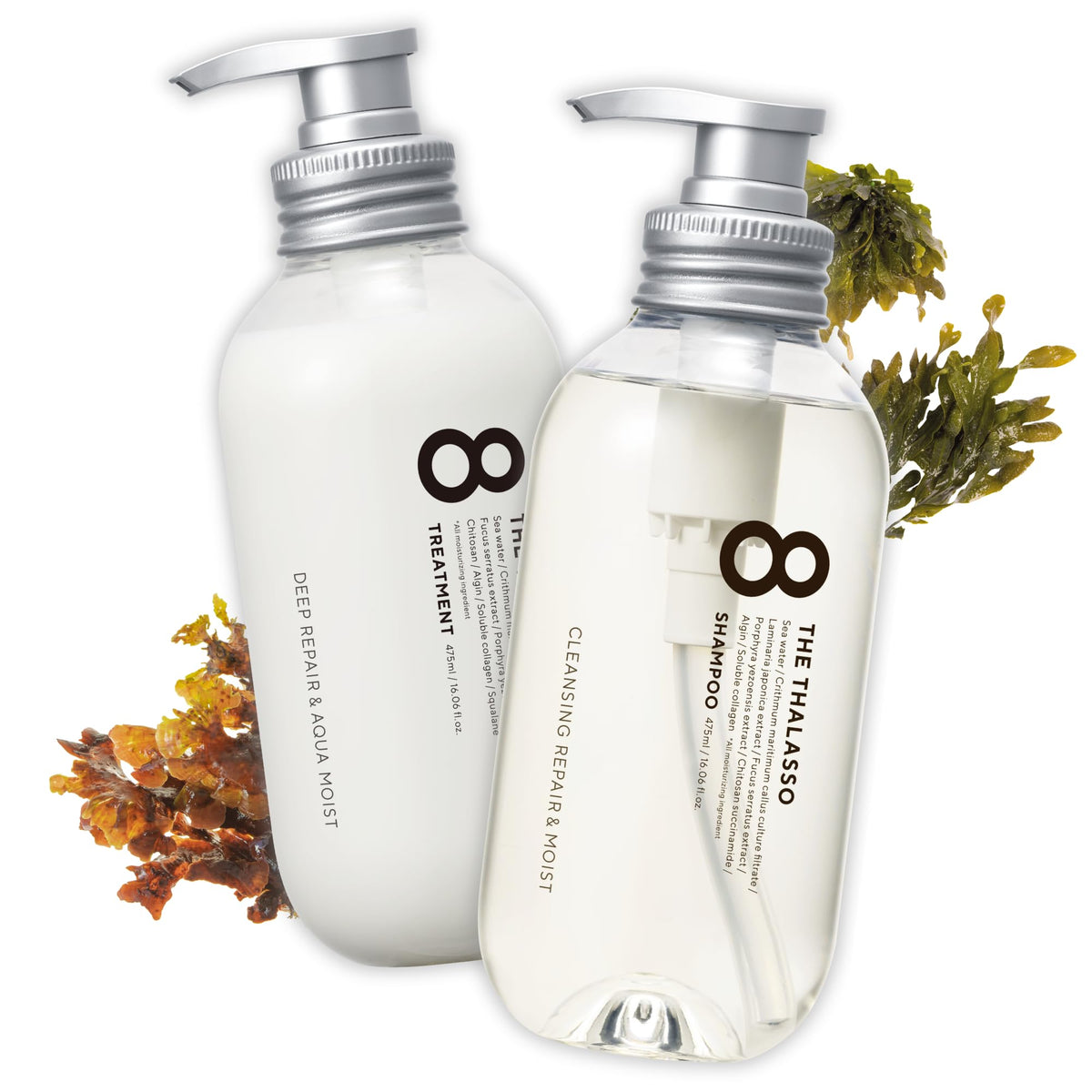 Eight the Thalasso MOIST shampoo bottle with mint for refreshed scalp hydration