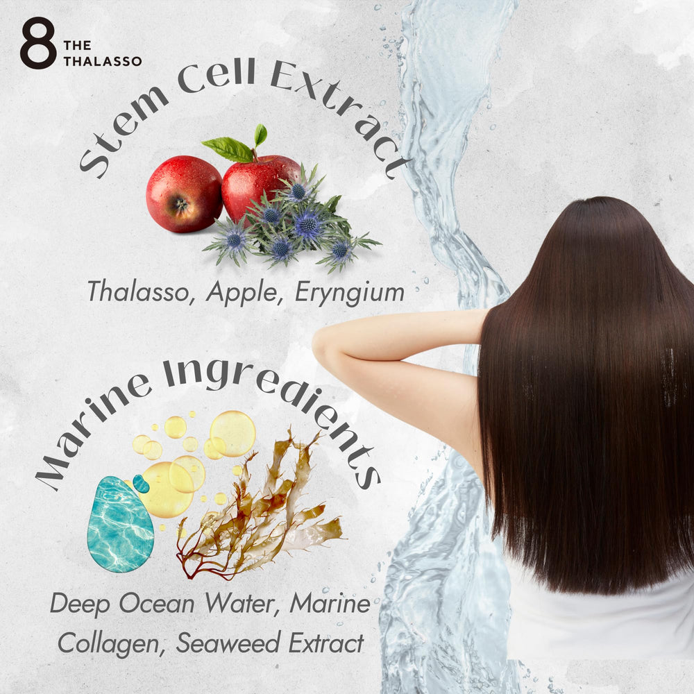 Eight the Thalasso tea tree peppermint blend close-up, signaling refreshing scalp care.