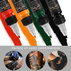 Individually packed inks in clear PET bottles for easy state inspection.