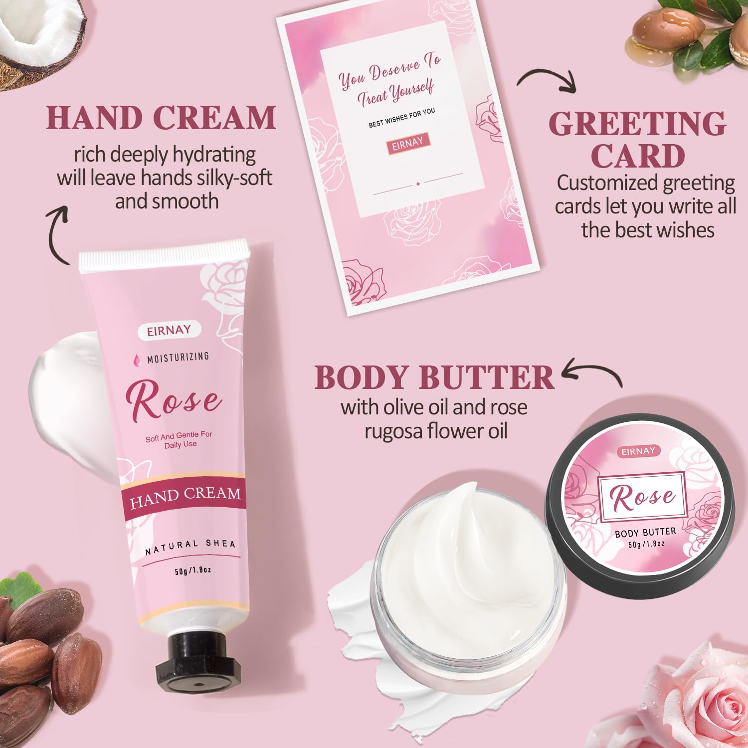 EIRNAY Body Scrub rose exfoliation for smoother, radiant skin.
