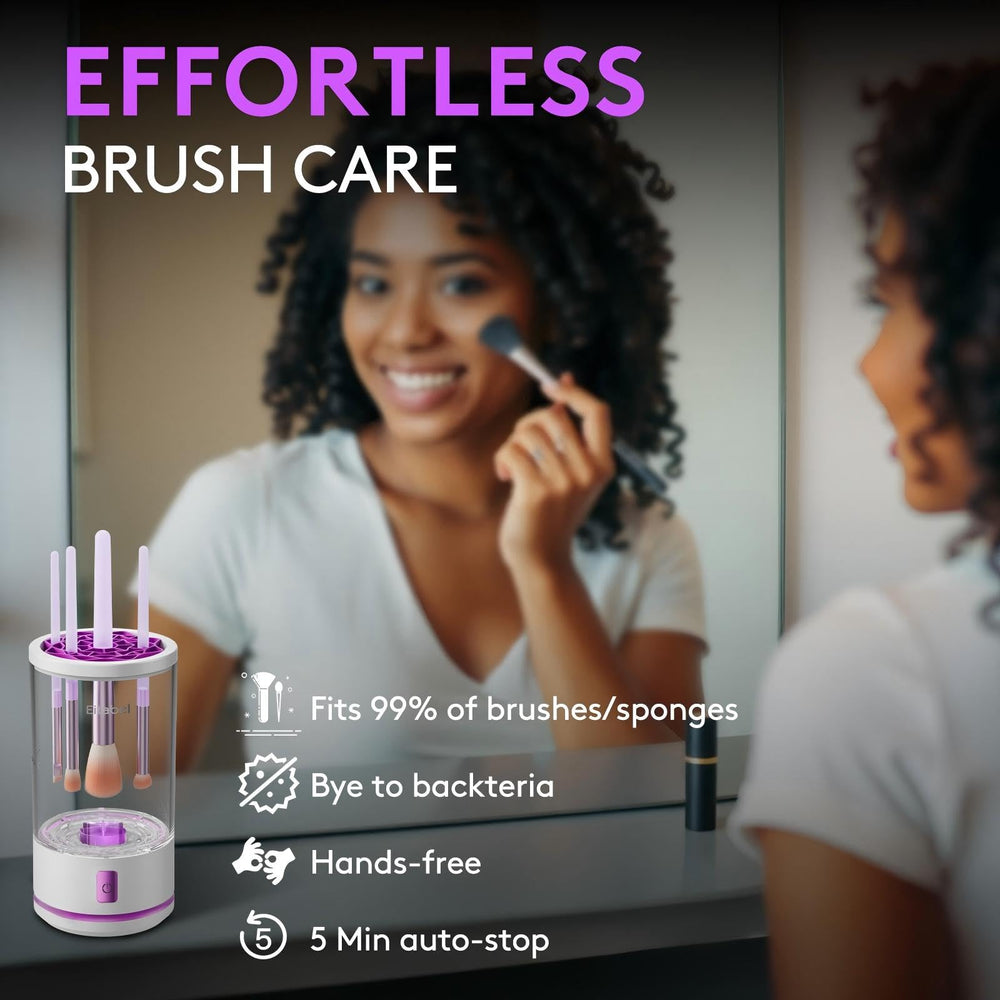 EITABEL makeup brush cleaner demonstrates high-speed cleaning at 7000 RPM.