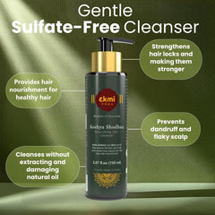 EKMIVEDA Reetha Shikakai ingredients closeup highlights natural cleansing agents.