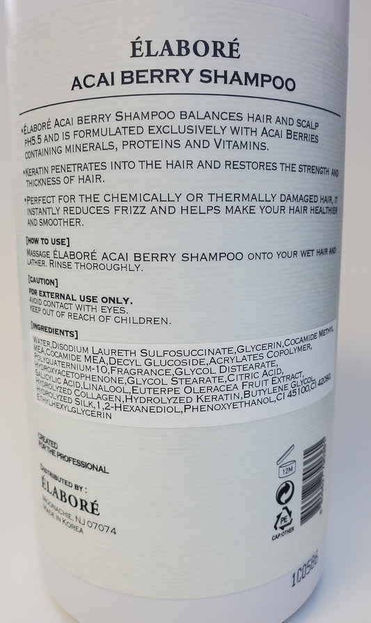 Elabore Acai Berry Super Hair Shampoo pour shows rich lather and easy rinse