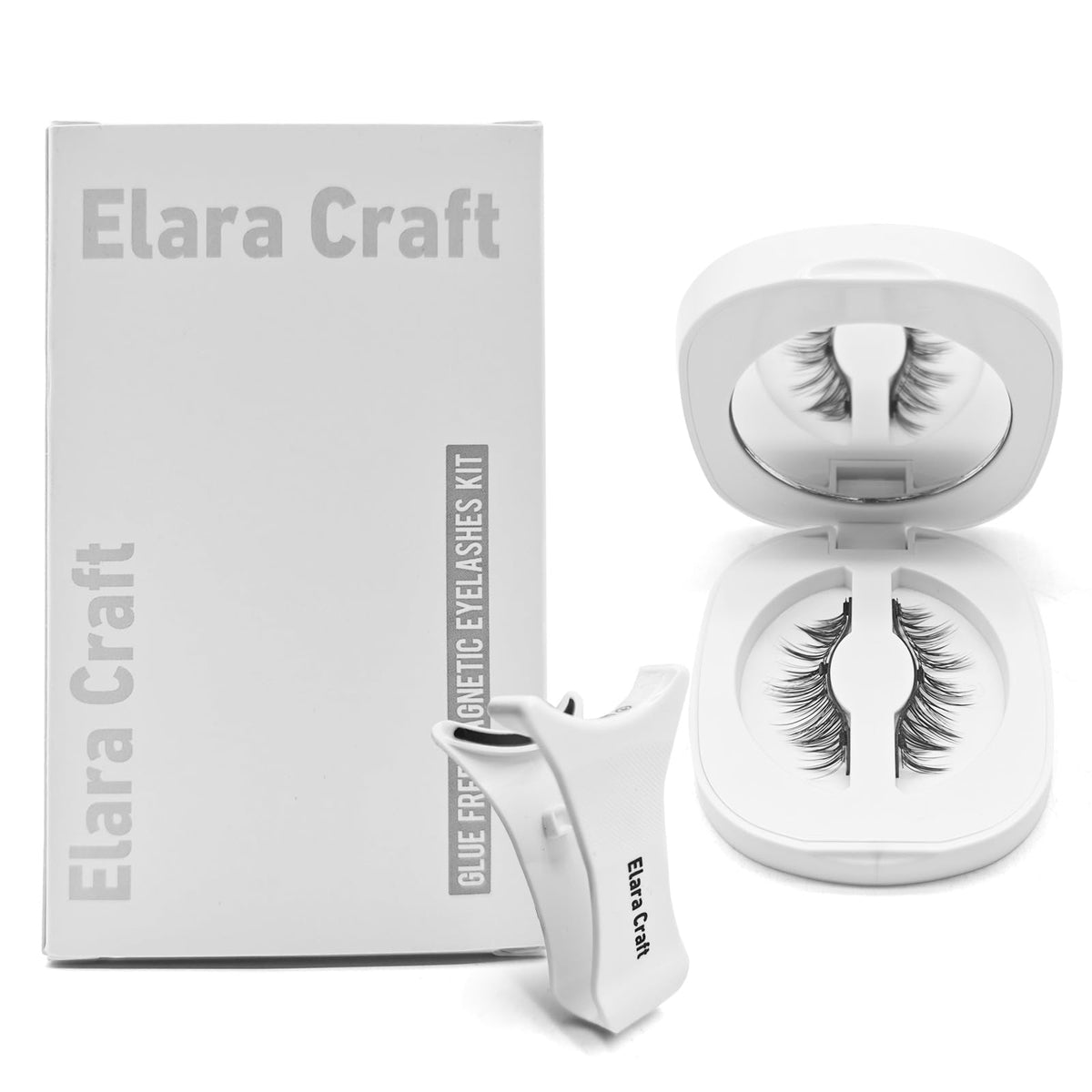 Elara Craft magnetic eyelashes with applicator for easy, glue-free wear.