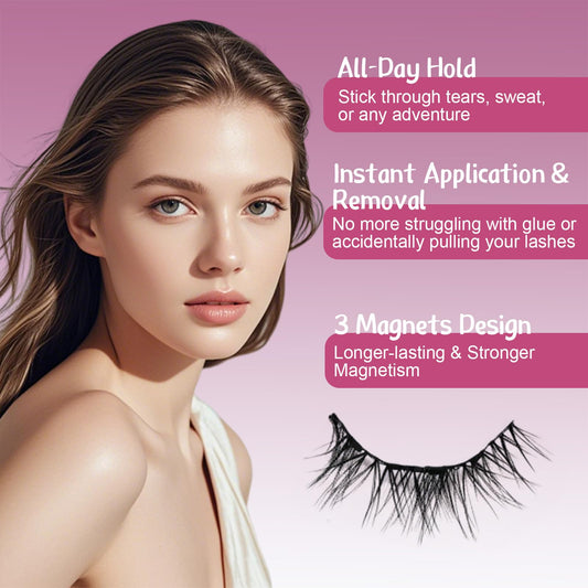 Close-up of built-in magnets on Elara Craft lashes for secure wear