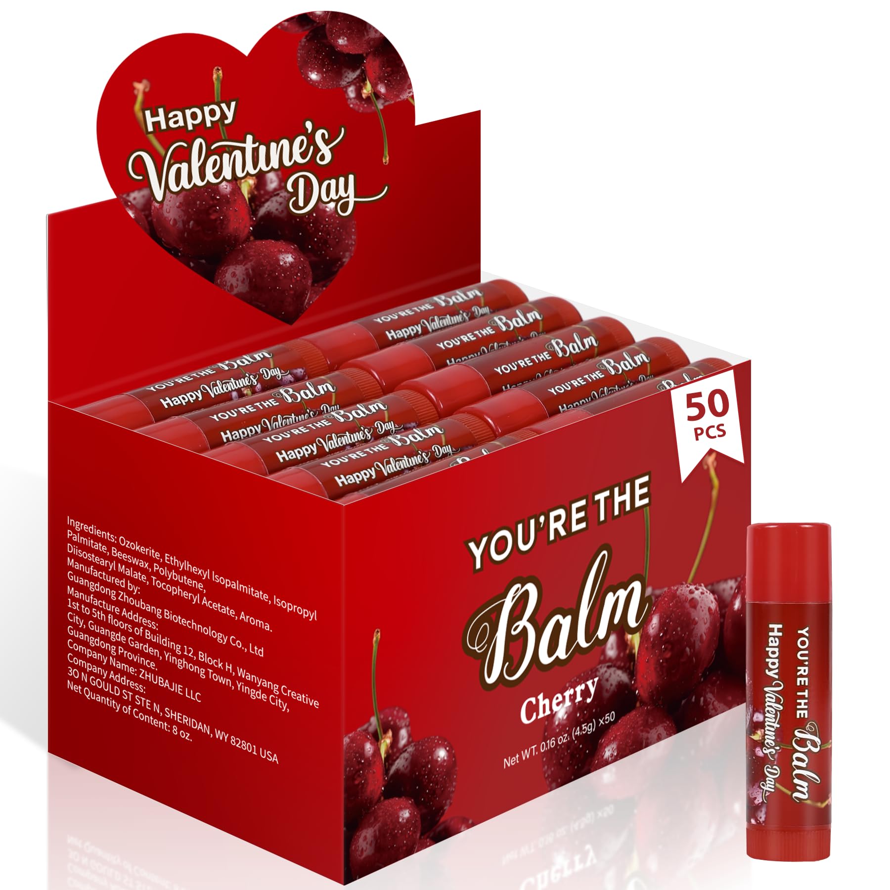 ElasignShopo Valentines lip balm display box shows bulk gifts for celebrations and events.