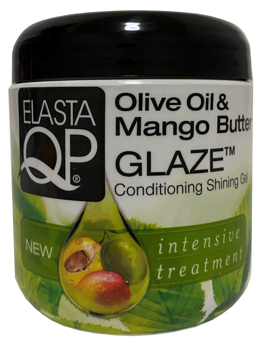 Elasta QP Glaze bottle for defined, moisturized curls with mango butter.