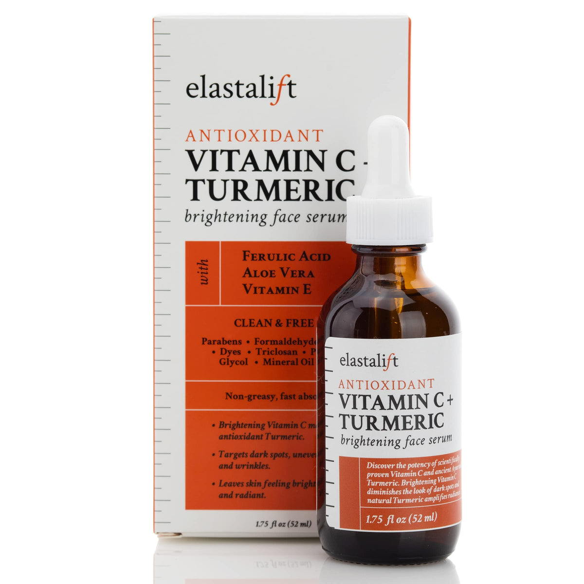 Elastalift vitamin C turmeric serum bottle promotes brightening