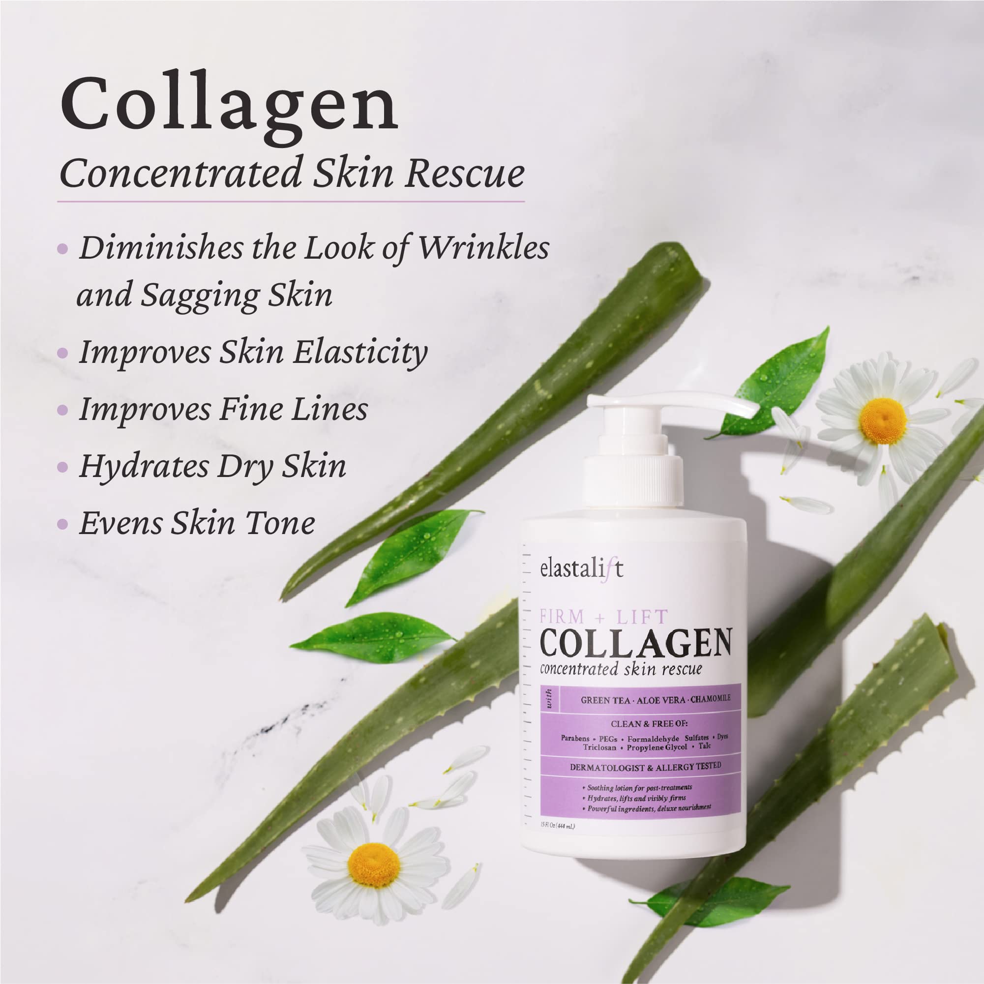 Elastalift fragrance-free collagen body cream jar for soothing hydration.