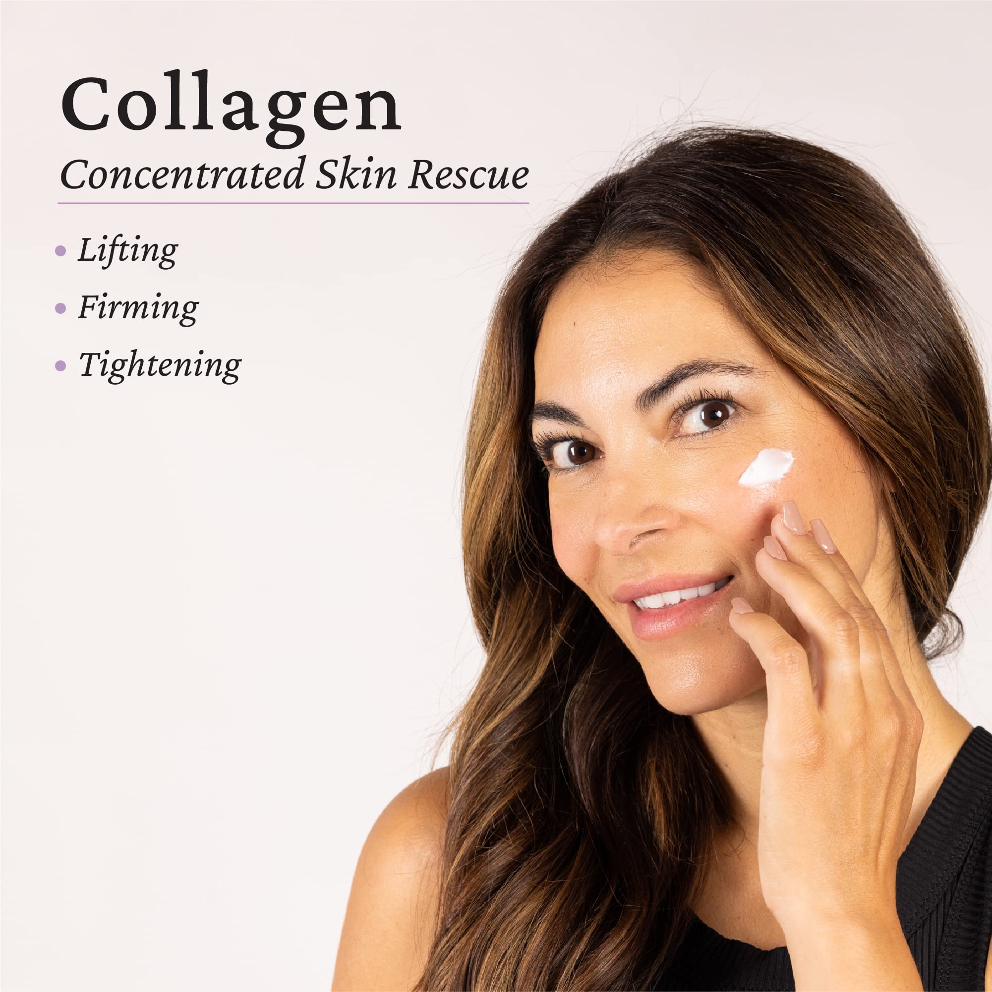 Elastalift fragrance-free collagen-lotion body texture hints at plump, smooth skin.
