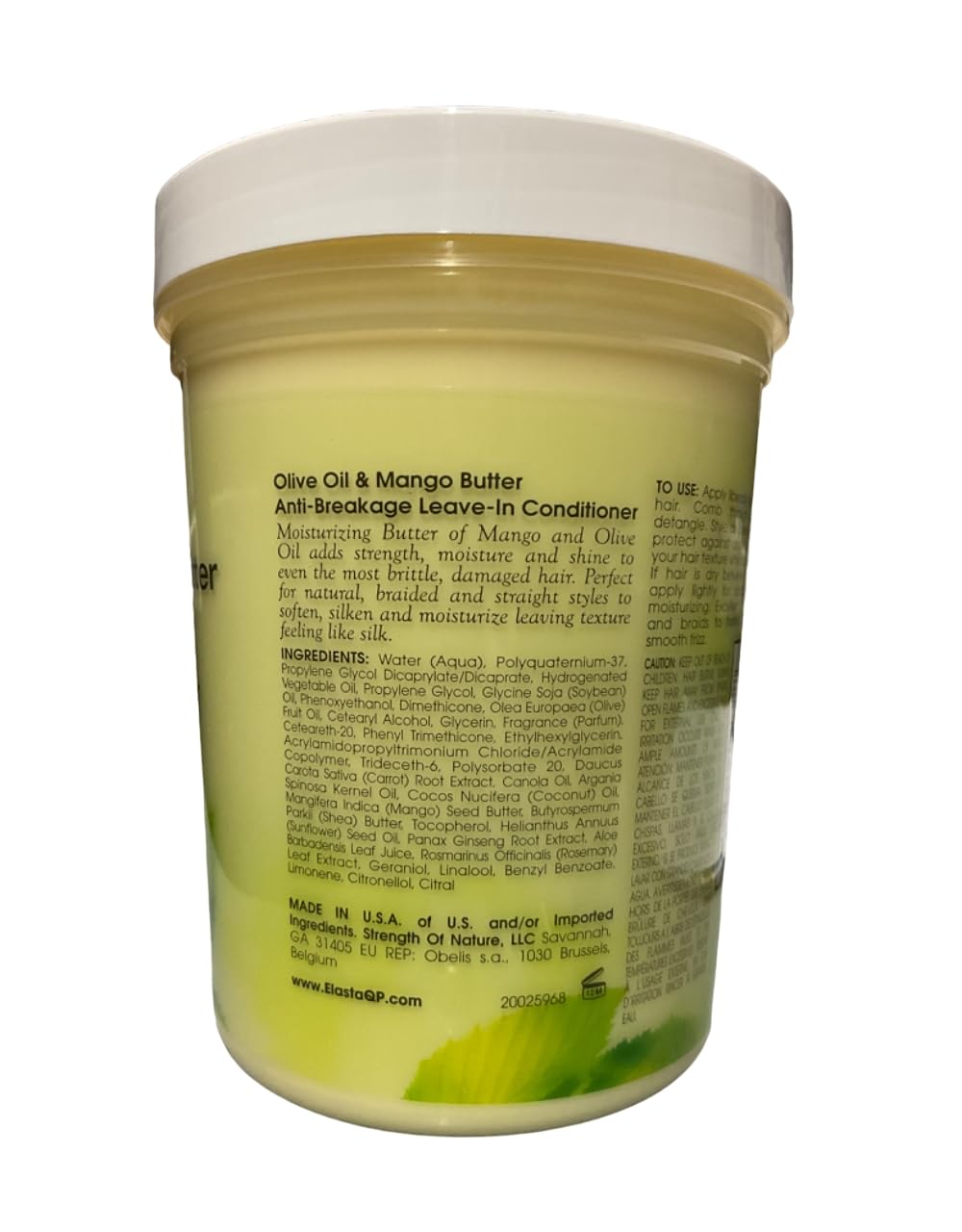 Pack of two ElastaQP Olive & Mango Leave-In Conditioner with practical, travel-friendly packaging