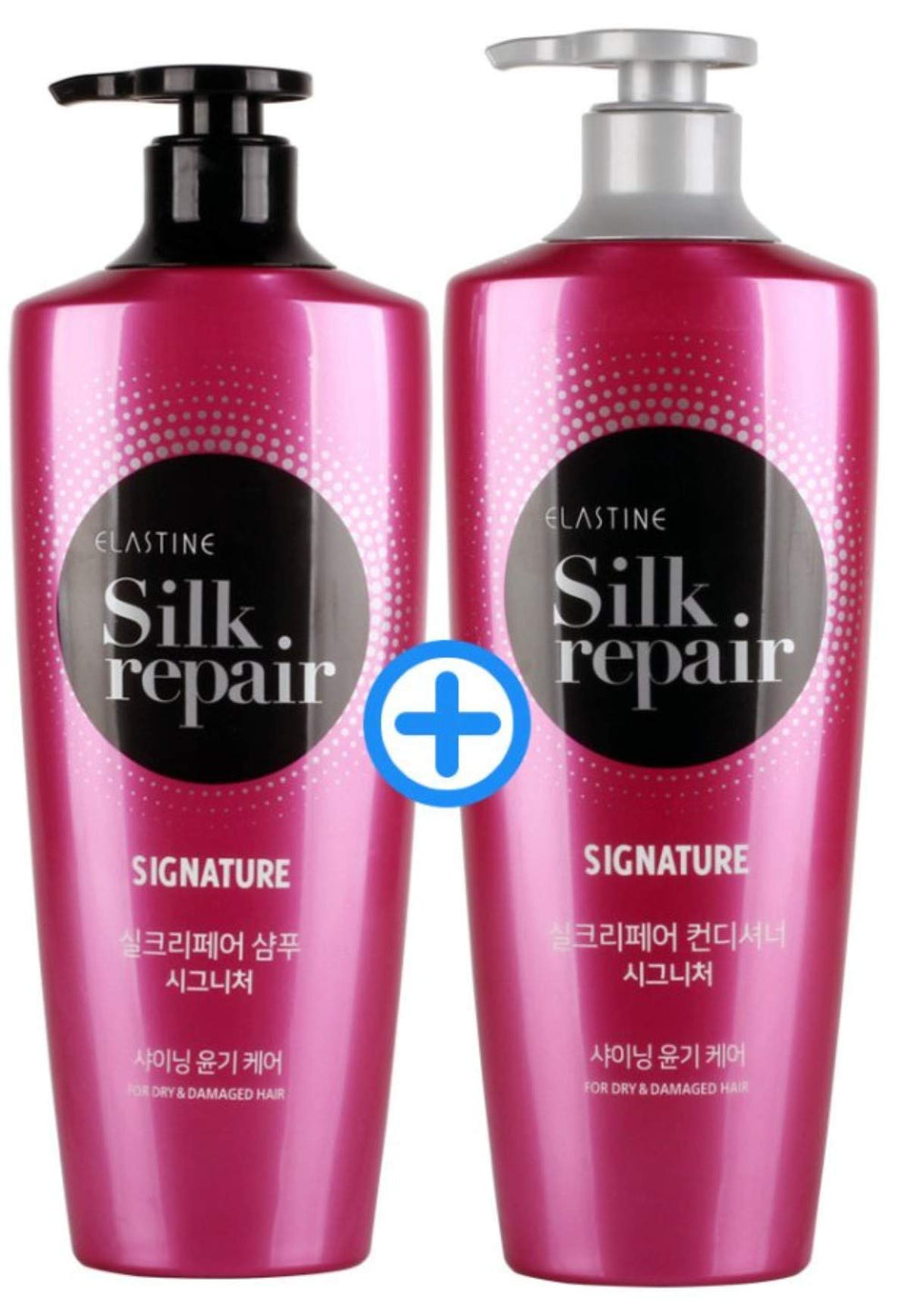 ELASTINE Silk Repair hair shine closeup showing glossy finish after use