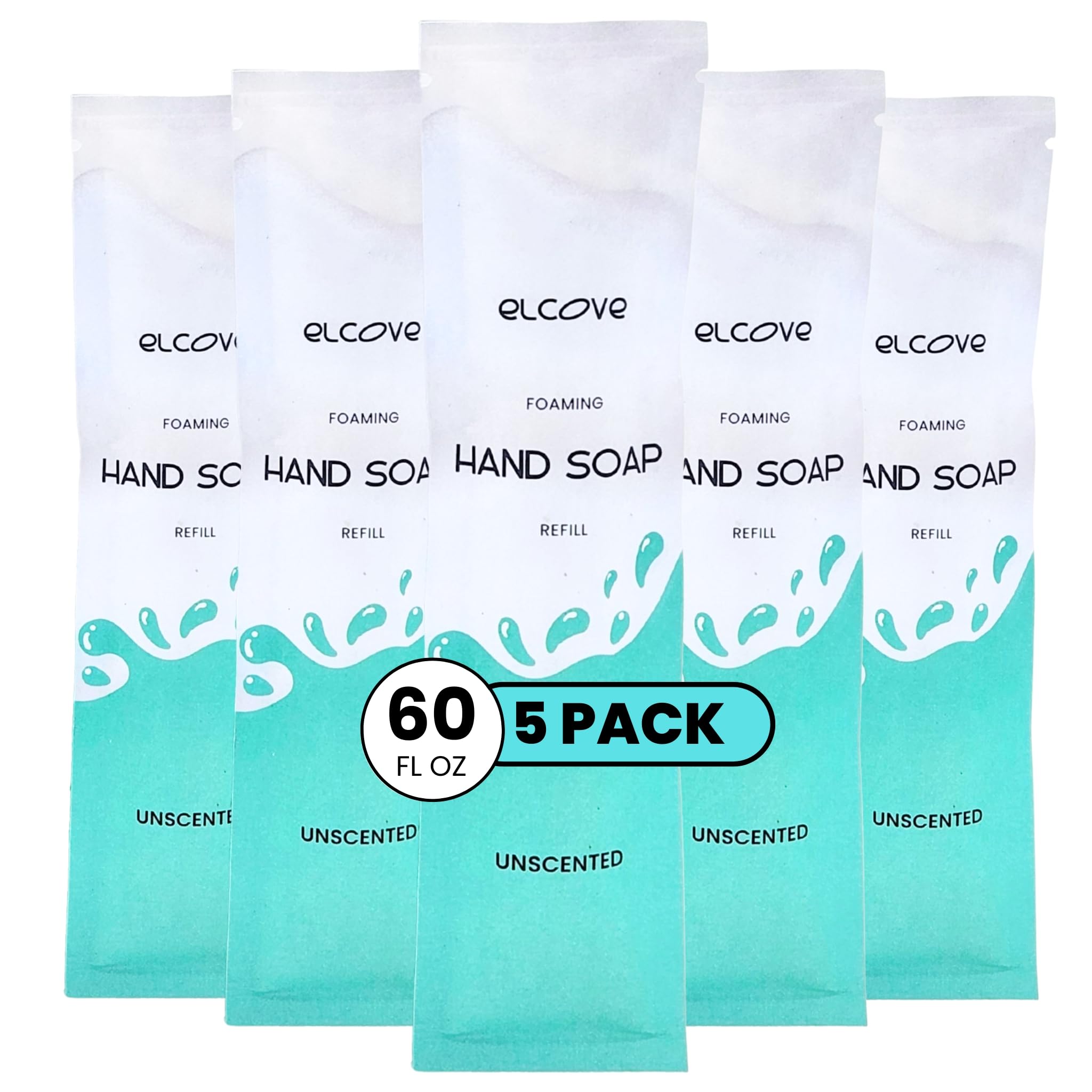 Elcove foaming unscented hand soap refill dissolving in water for foam