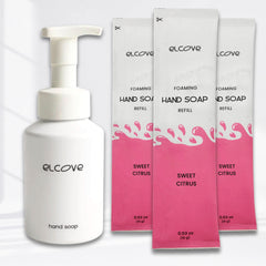Elcove starter set with reusable bottle for eco-friendly handwashing.