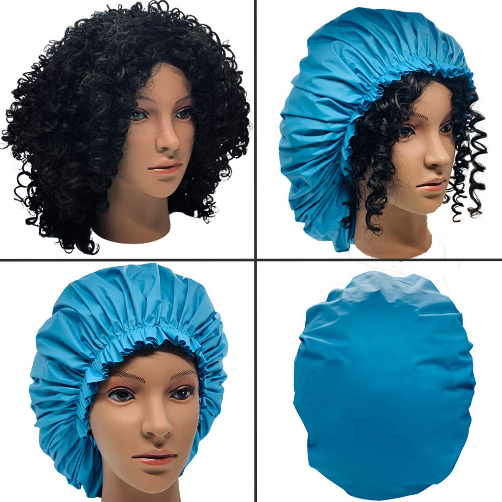 ELEBOX braids-friendly black shower cap keeps all hair contained