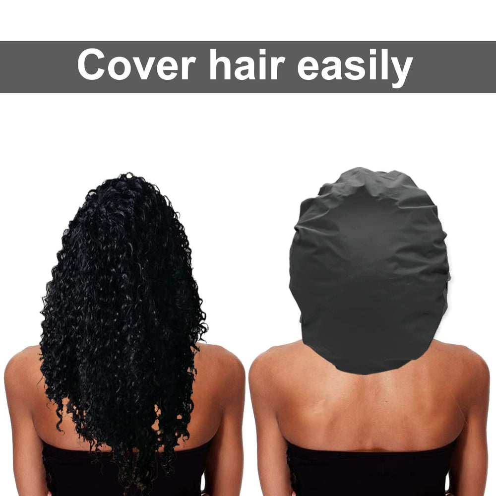 ELEBOX XL blue shower cap provides durable, reusable hair protection