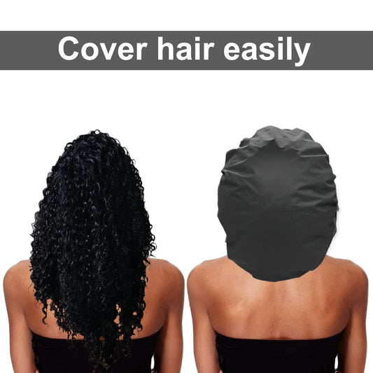 ELEBOX XL blue shower cap provides durable, reusable hair protection