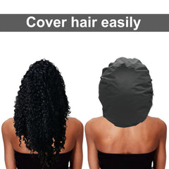 ELEBOX XL blue shower cap provides durable, reusable hair protection