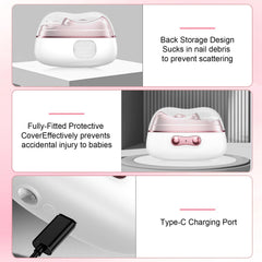 Electric Nail Clipper 4in1 front LED illuminates nails for safe trimming