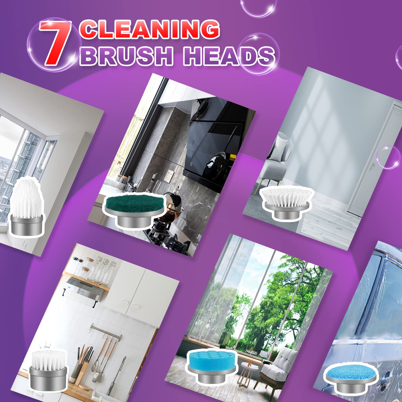 Electric Spin Scrubber coarse bristles scrubbing through grime without scratching