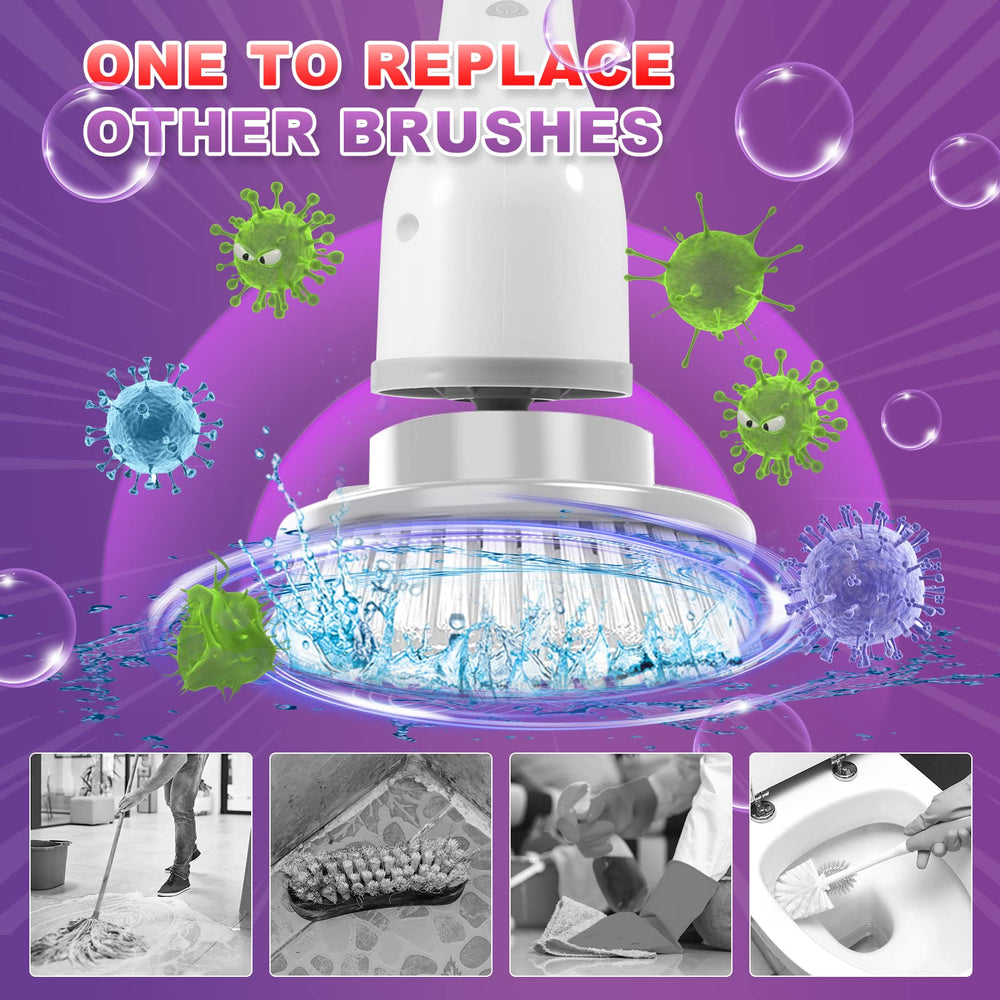 Electric Spin Scrubber extension arm extended for hard-to-reach areas