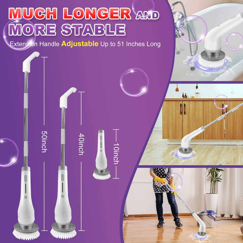 Electric Spin Scrubber seven interchangeable brush heads for various surfaces
