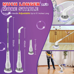 Electric Spin Scrubber seven interchangeable brush heads for various surfaces