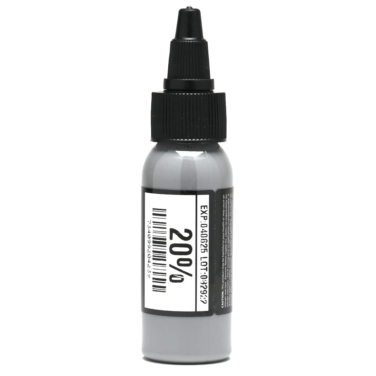 Element Tattoo Supply dark gray ink bottle closeup for strong contrast.