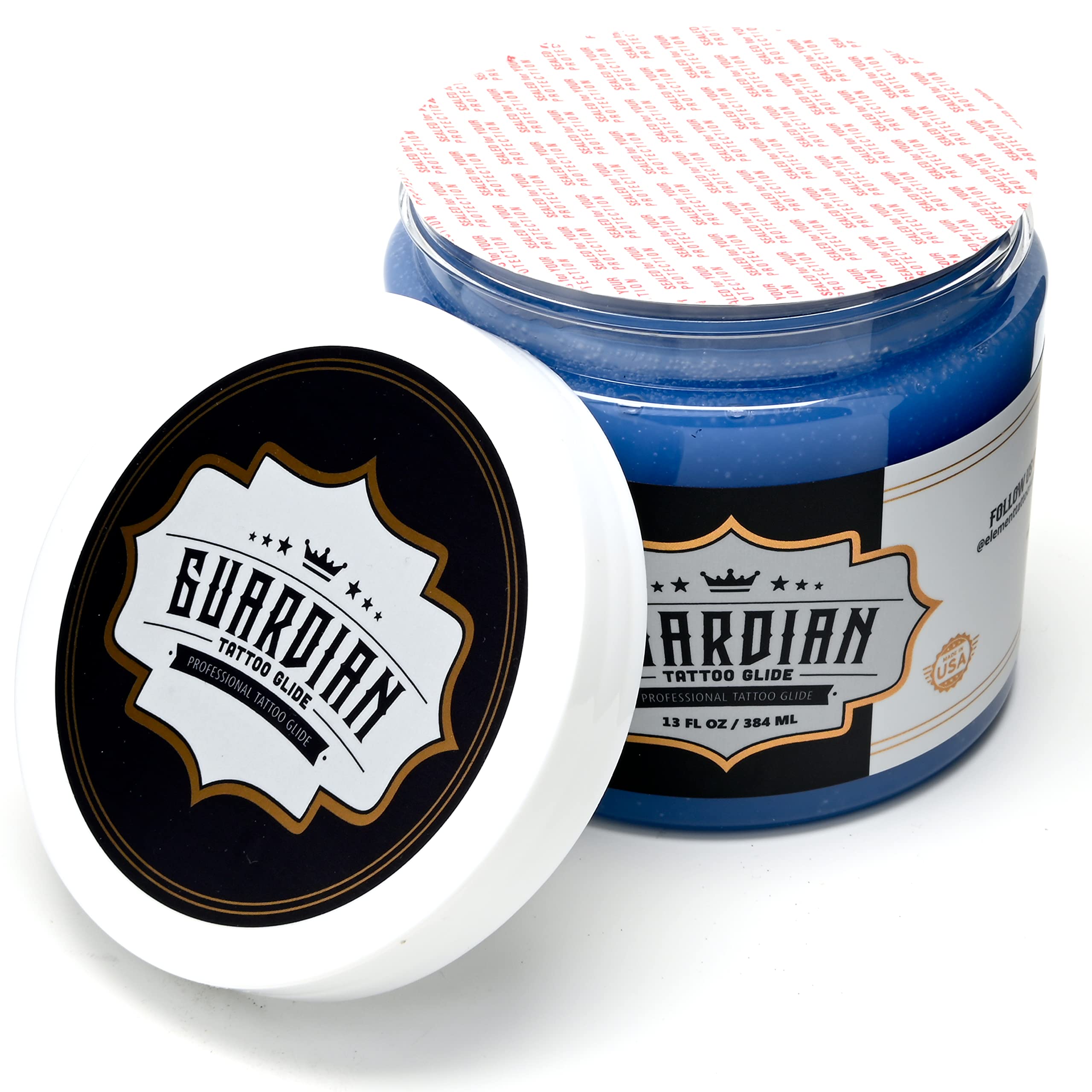 Element Tattoo Supply Guardian Tattoo Glide Gel aftercare closeup shows moisturizing consistency for skin