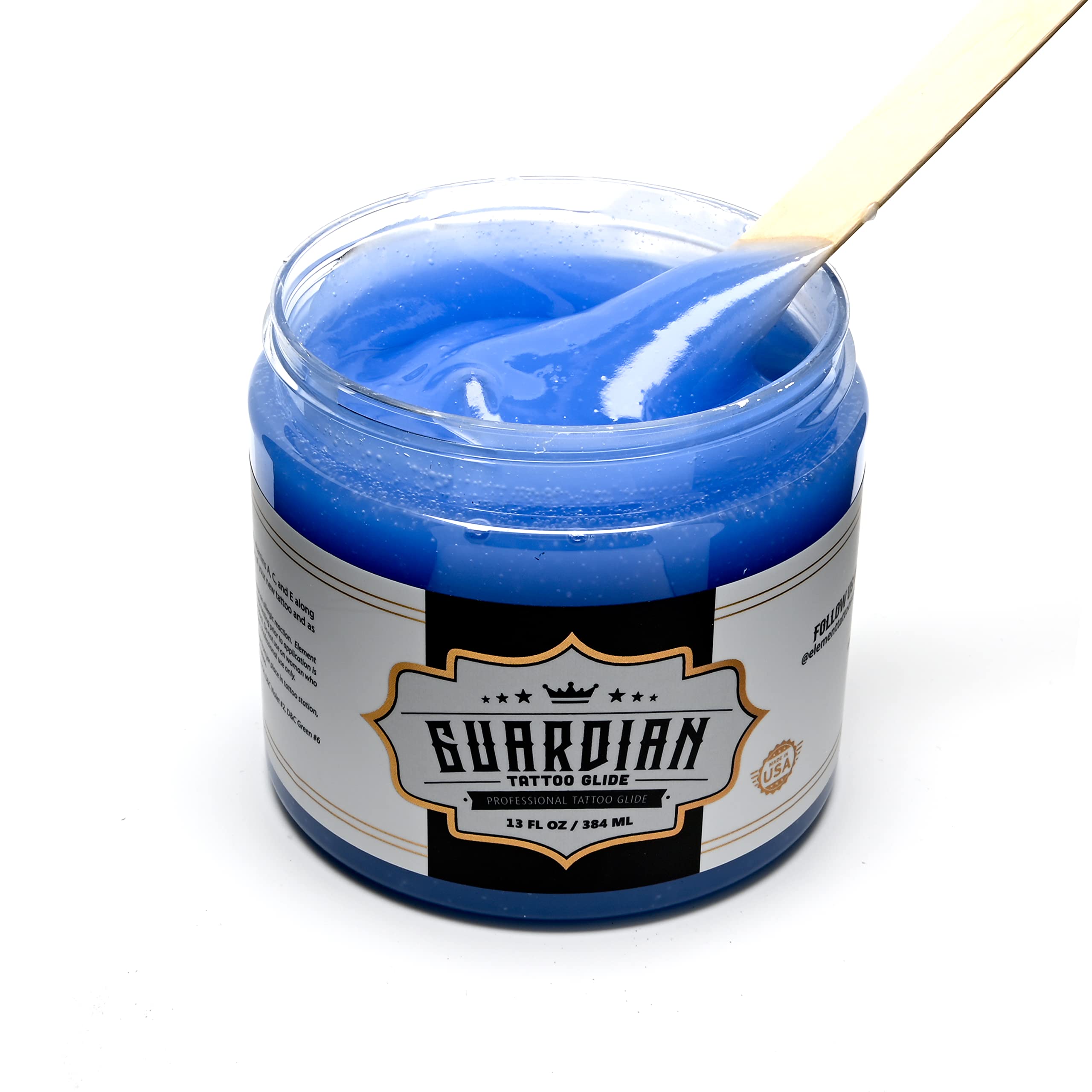 Element Tattoo Supply Guardian Tattoo Glide Gel consistency image demonstrates thin texture for easy spread