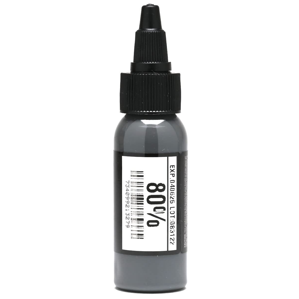 Element Tattoo Supply medium dark gray ink bottle closeup for depth and realism.