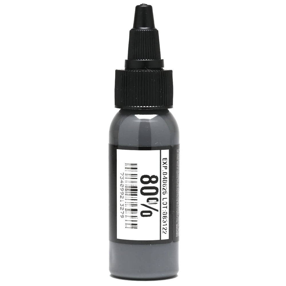 Element Tattoo Supply medium dark gray ink bottle closeup for depth and realism.