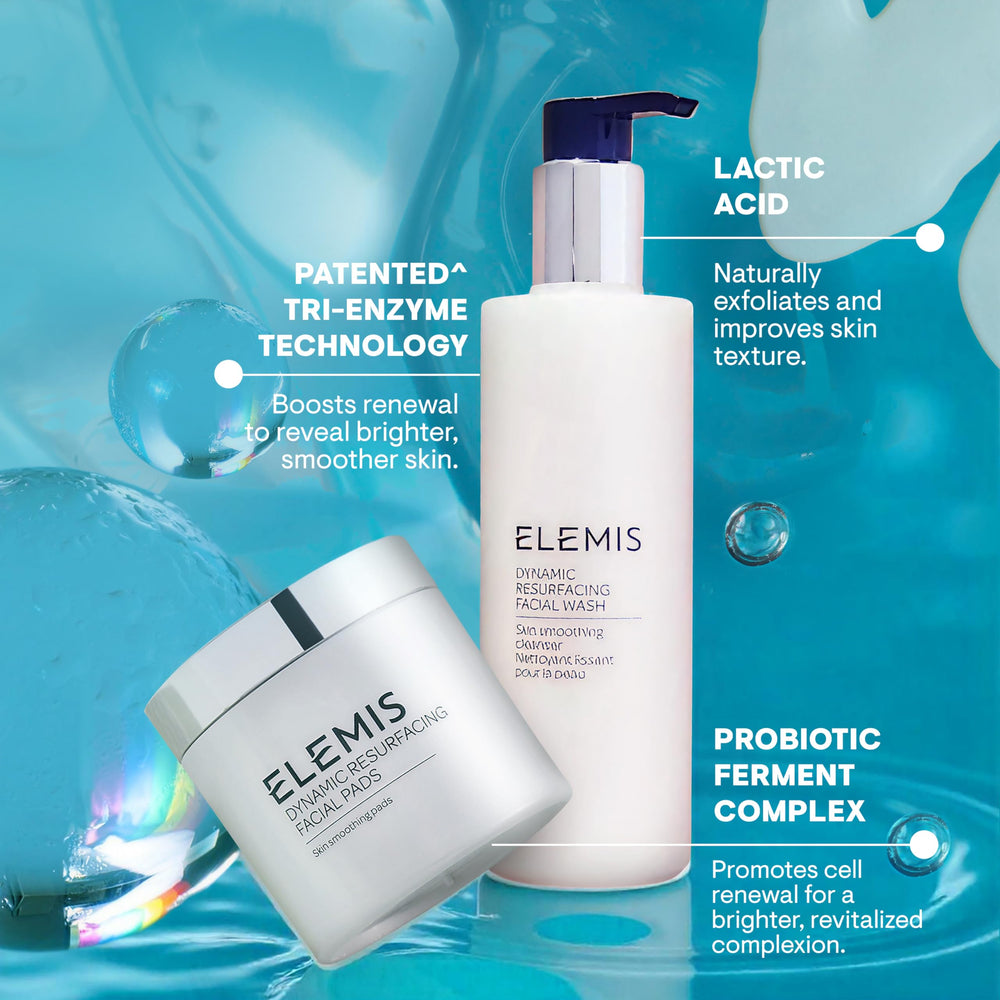 Elemis Dynamic Duo Kit cleanser bottle close-up showcasing refreshing texture.