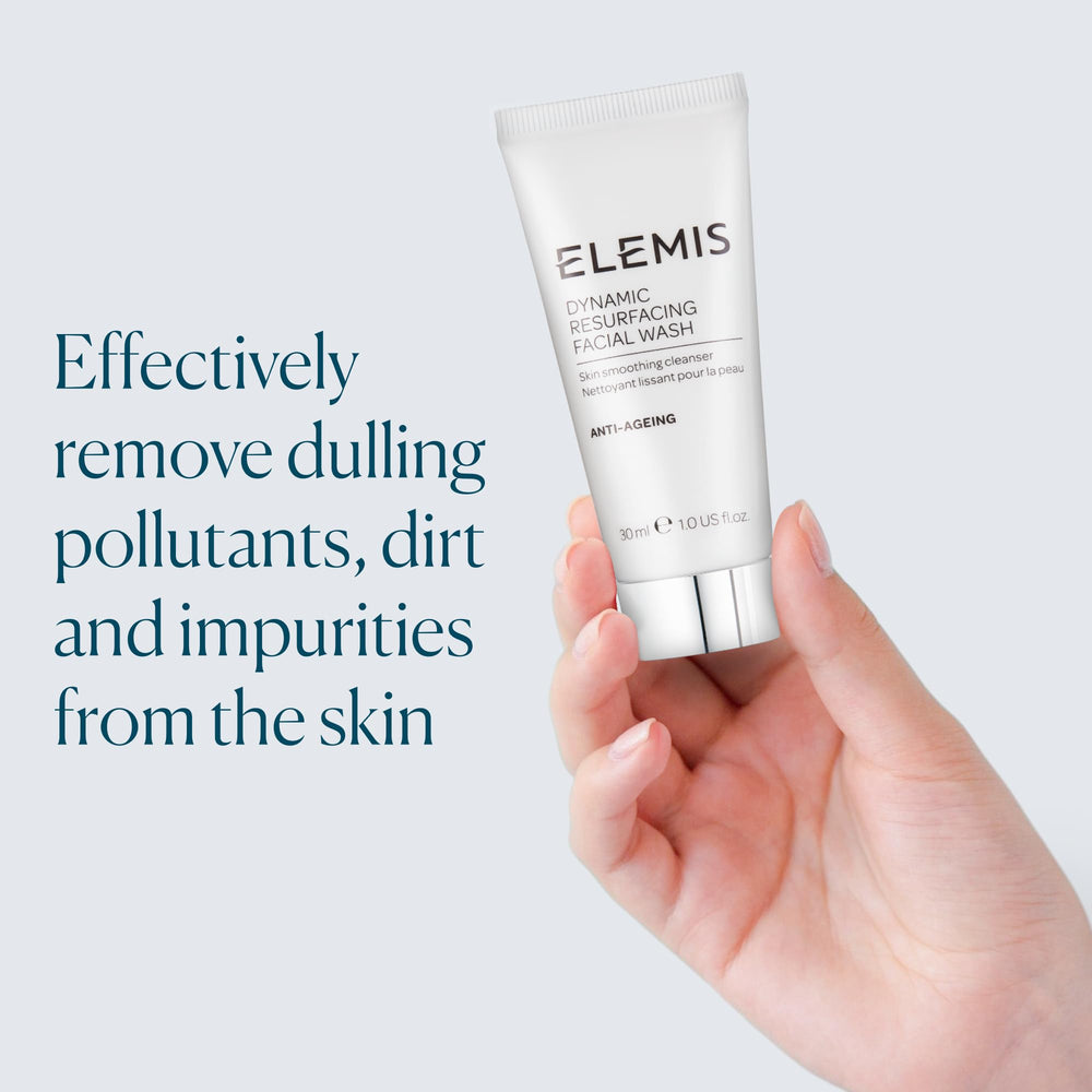 Elemis Dynamic Resurfacing Bottle Pour demonstrates easy dispensing while traveling.