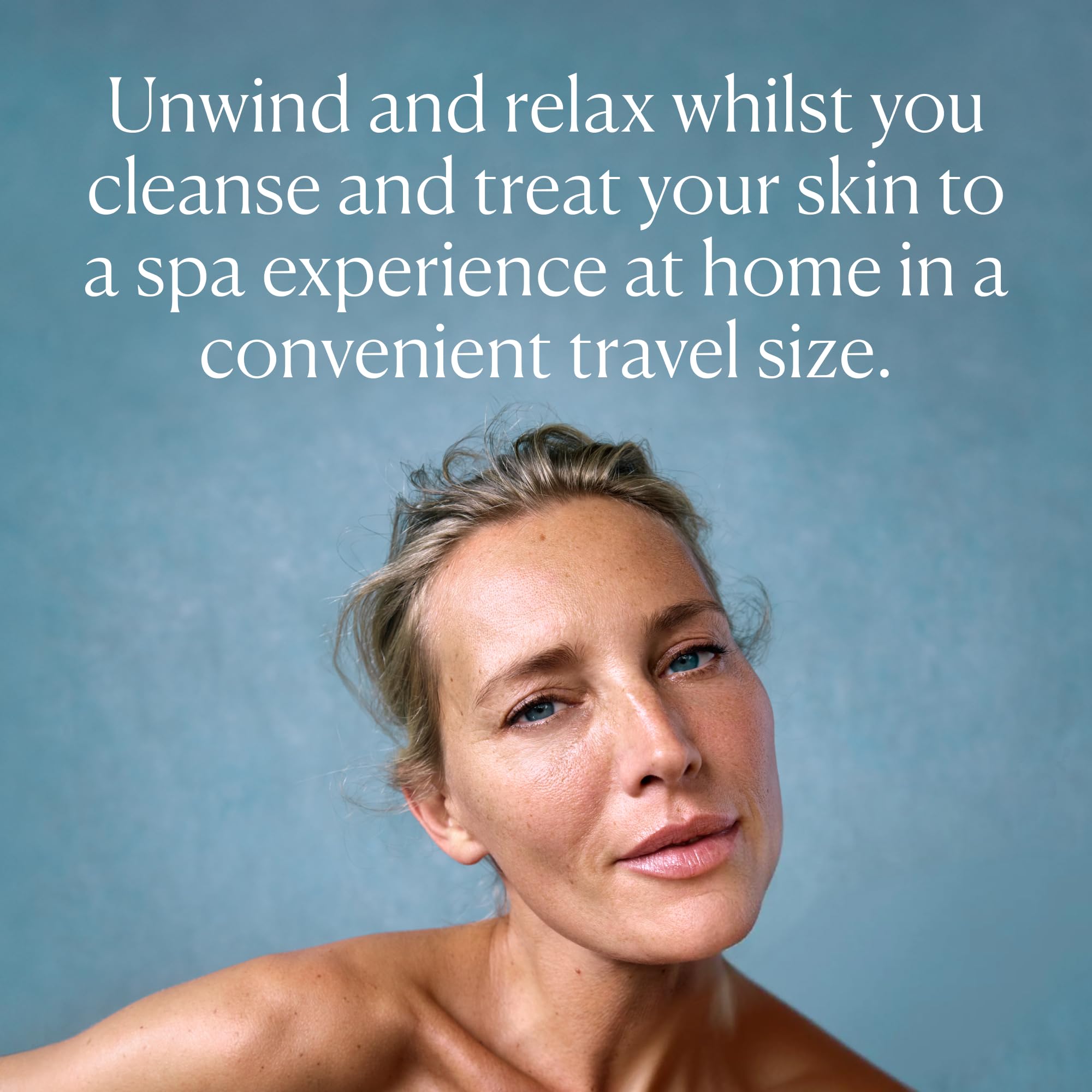 Face and neck area treated with balm for cleansing
