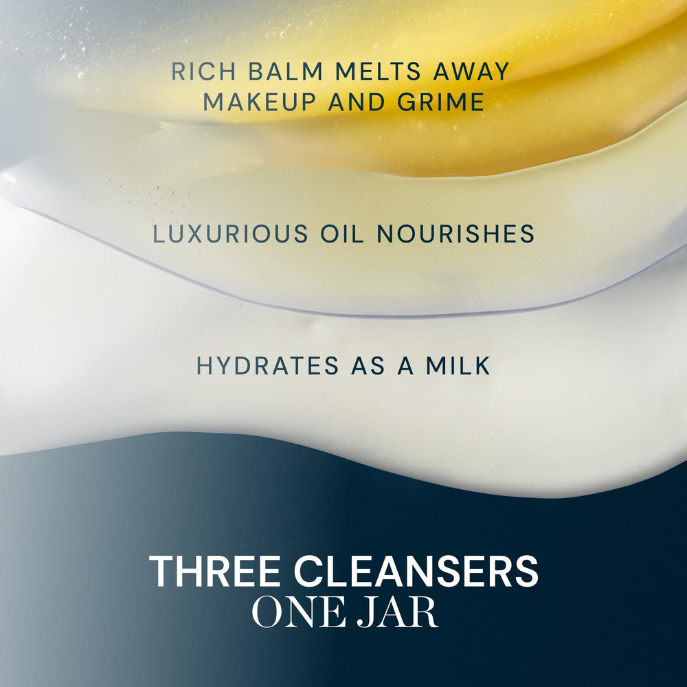 Hands massage the balm to lift makeup and impurities